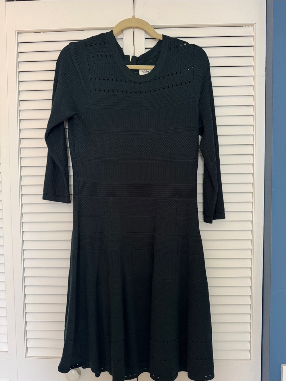Pine Green Long-Sleeve Knit Fit & Flare Dress